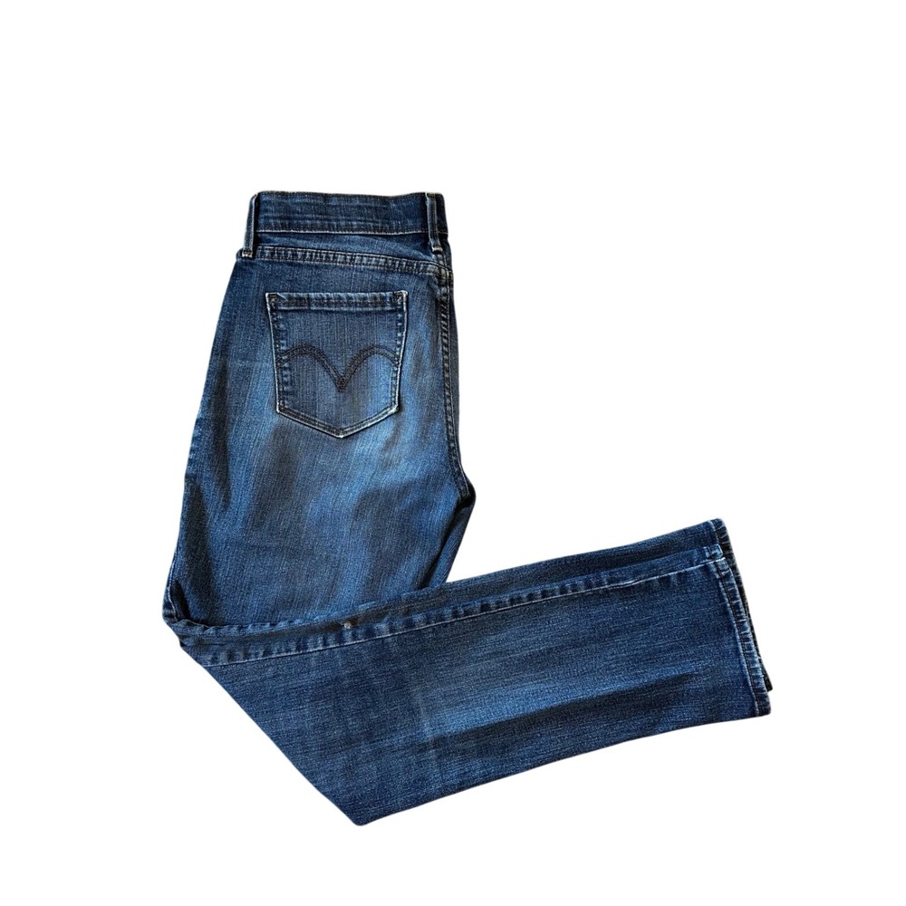 Levi 525 Distressed Blue Perfect Waist Straight Leg Jeans Women W27 L30 - Picture 2 of 4